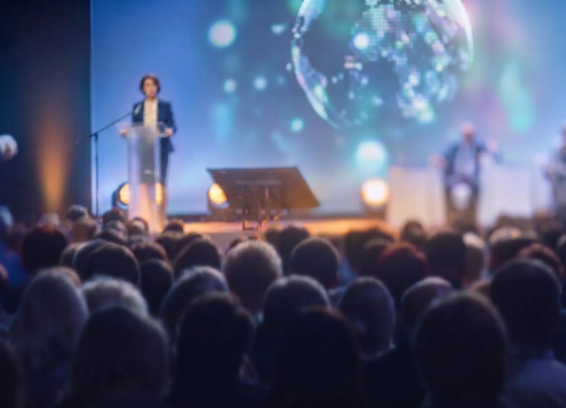 image of a speaker at a conference